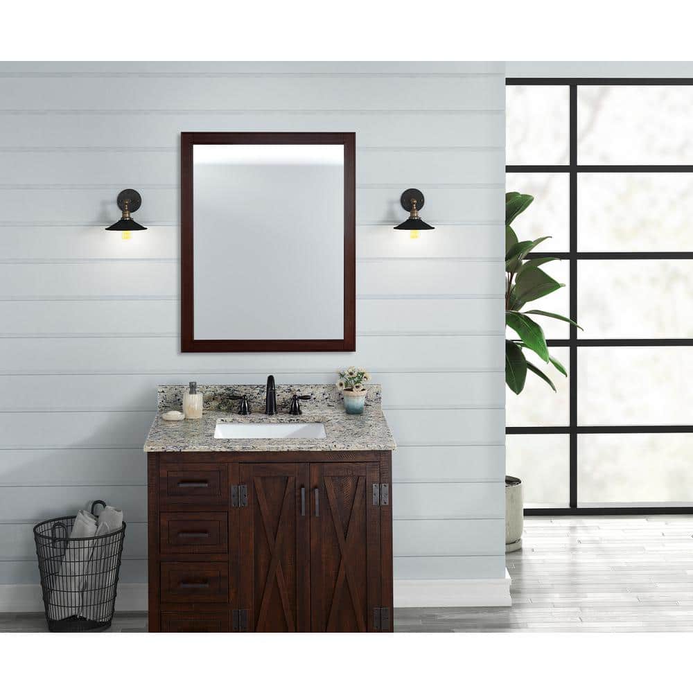 Santa Cecilia Light 37'' Granite Single Bathroom Vanity Top with White Rectangular Sink