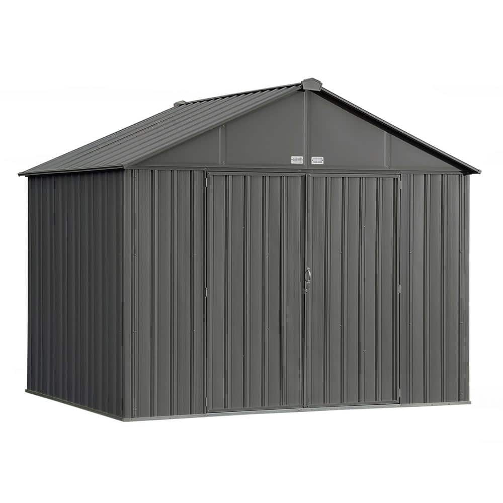 Arrow 10 ft. W x 8 ft. H x 8 ft. D EZEE Extra-High Gable Shed in Charcoal  with Snap-IT Quick Assembly and Swing Door Design EZ10872HVCC