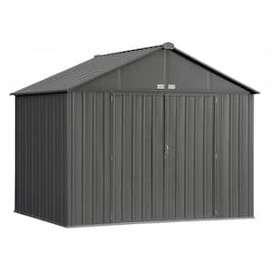 10 ft. W x 8 ft. H x 8 ft. D EZEE Extra-High Gable Shed in Charcoal with Snap-IT Quick Assembly and Swing Door Design
