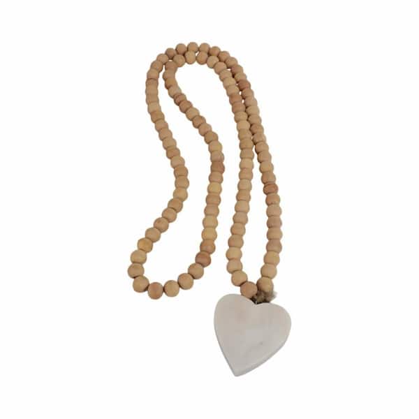 Liv & Skye Natural Brown 36 in. x 1 in. Stone Small Bead Garland with Marble Heart