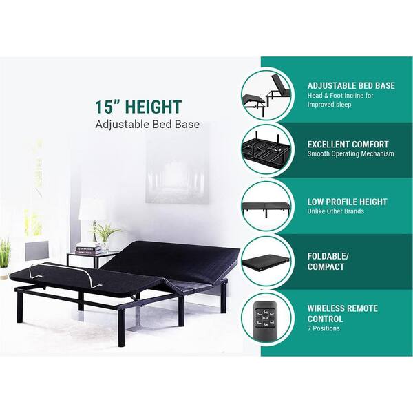 MAYKOOSH Black, King - Split, Height Electric Adjustable Bed Frame Base  With Wireless Remote Control 53869MK - The Home Depot