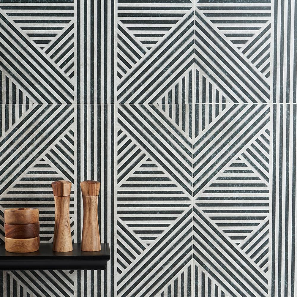 Tribeca Black and White 24" x 24" Matte Porcelain Wall and Floor Tile