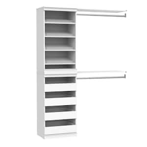 Modular Storage 47.38 in. to 57.4 in. W White Reach-In Tower Wall Mount 6-Shelf Wood Closet System