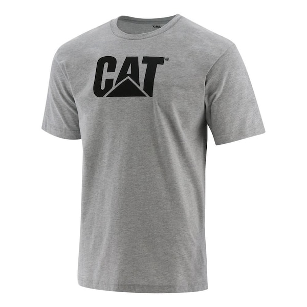 Caterpillar Logo Men's Medium Heather Grey Cotton Short Sleeve T-Shirt