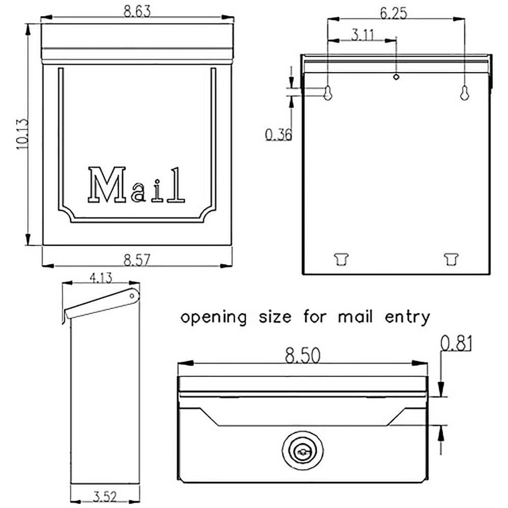 Small Black Lockable Steel Wall Mount Mailbox