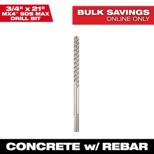 Milwaukee 3/4 in. x 21 in. 4-Cutter SDS-MAX Carbide Drill Bit