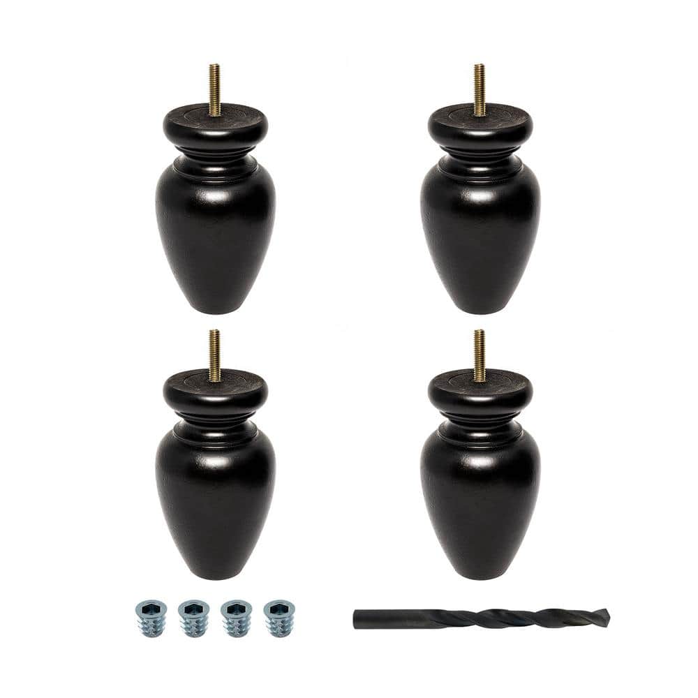 5-1/2 in. x 3-1/4 in. Stained Espresso Solid Hardwood Round Bun Foot (4-Pack) price history on PriceWatchPro