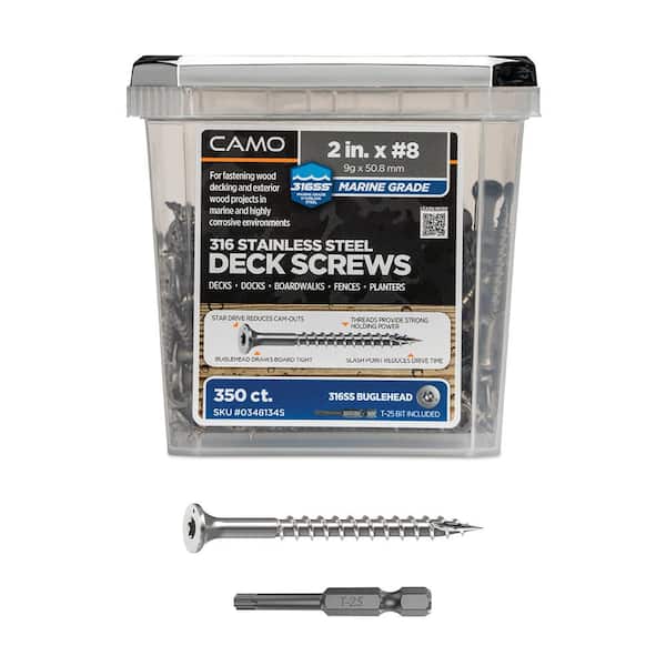 CAMO 2 in. #8 316 Stainless Steel Premium Star Drive Bugle-Head Deck Screws (350-Count)