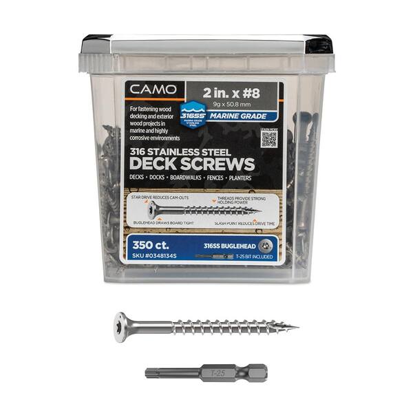 CAMO Edge Deck Screws 2-3/8" Stainless Steel (350-Pack) | Hidden Fastening System For Composite & Wood Decking