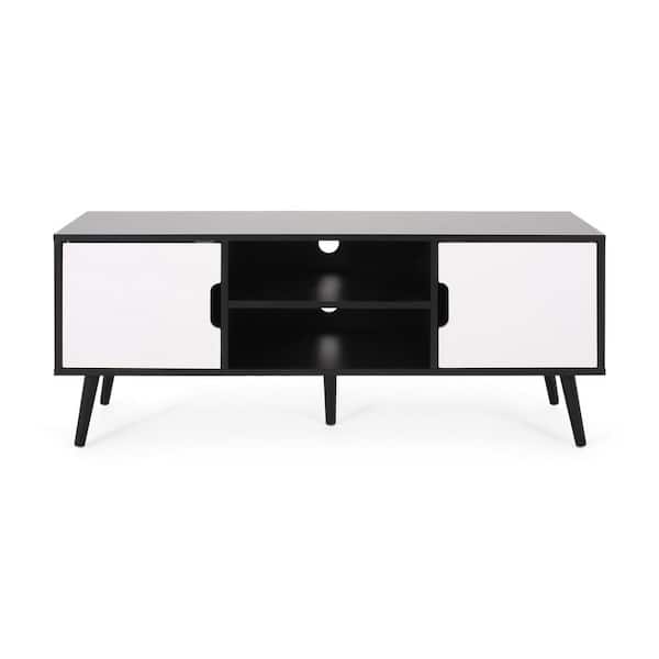 Noble House Peermont 47.25 in. Black TV Stand Fits TV's up to 53 in. with Shelves