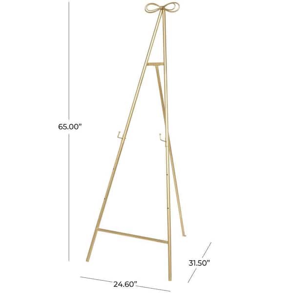 65 in. Gold Metal Tall Adjustable Display Stand 3 Tier Easel with Bow Top