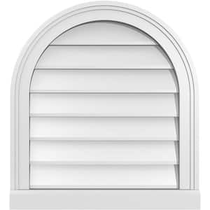 20 in. x 22 in. Round Top White PVC Paintable Gable Louver Vent Non-Functional