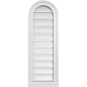 12 in. x 34 in. Round Top White PVC Paintable Gable Louver Vent Functional
