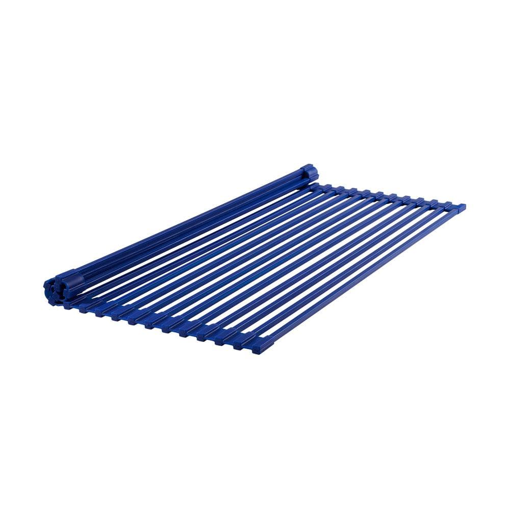 Navy Blue Silicone Roll-Up Kitchen Sink Grid
