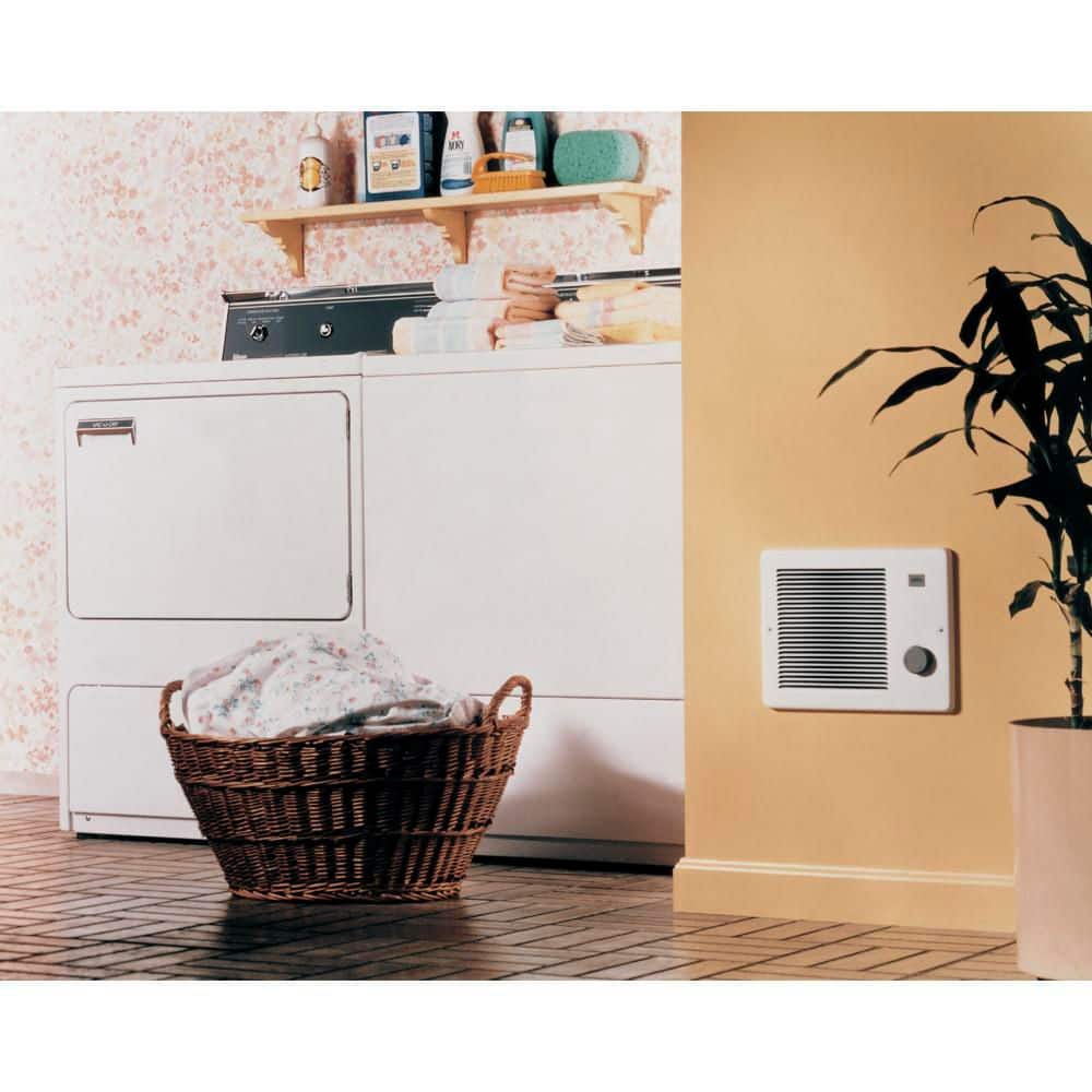 White Enamel Steel Wall Heater with Adjustable Thermostat