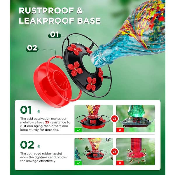 Hpycohome Hummingbird Feeder Insect Guard, Weather Resistance Waterproof  Large Capacity Hummingbird Feeder Moat with Sturdy Hook for Hummingbirds  and