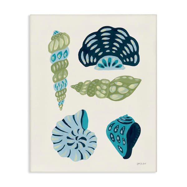 Blue Shell Collection by Yvette St. Amant Unframed Coastal Graphic Art Print 48 in. x 36 in.
