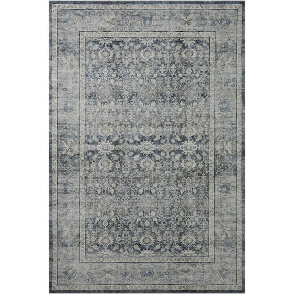 Leesa Charcoal / Grey 5 Ft. x 7 Ft. 6 In. Oriental Printed Area Rug