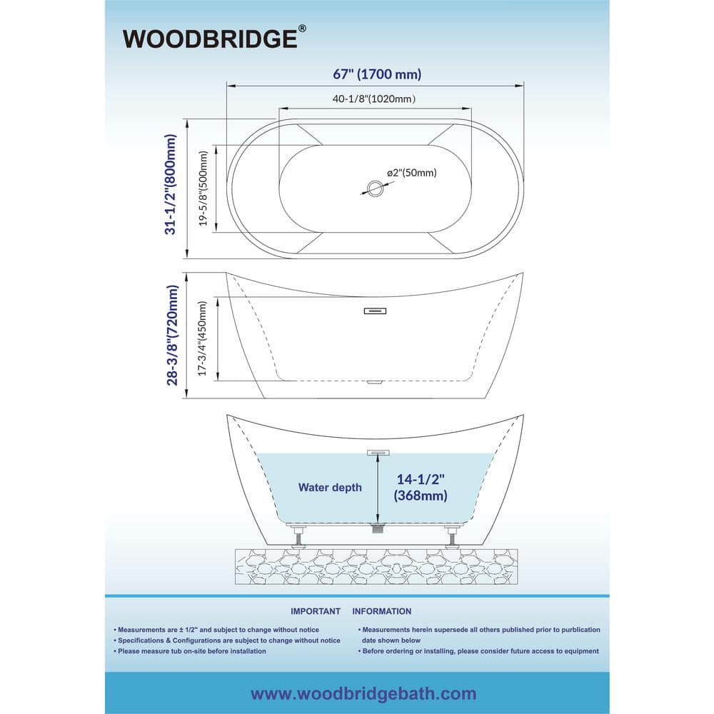 67'' Black Acrylic Freestanding Double Slipper Soaking Tub