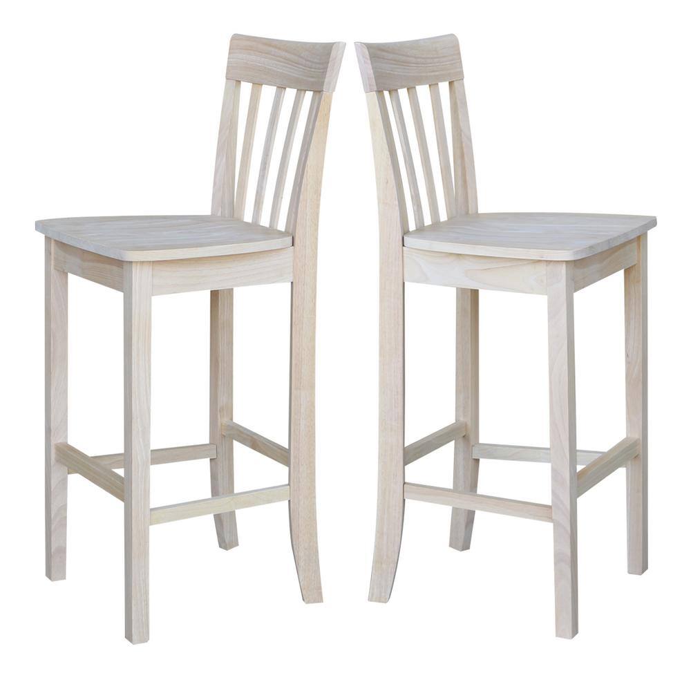 Solid Parawood Slatback Barstool 46" Unfinished Traditional Design