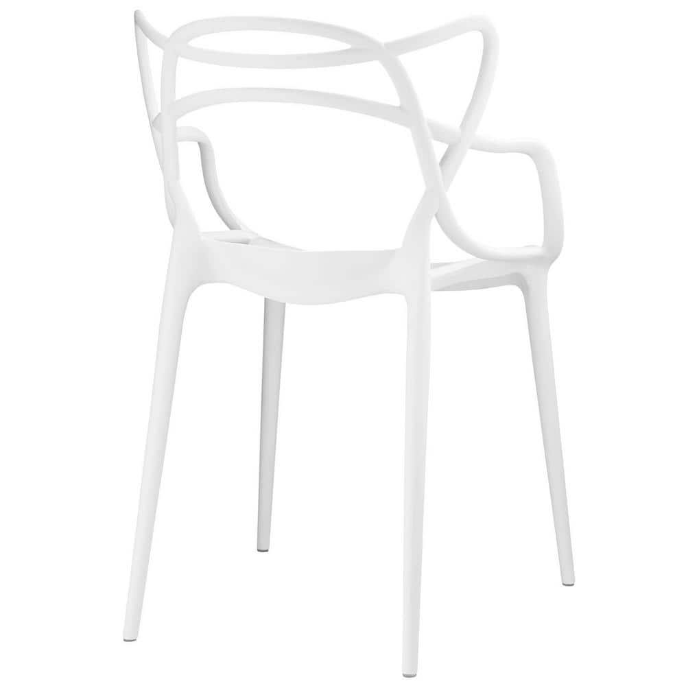 Entangled Modern Low-Profile White Plastic Armchair