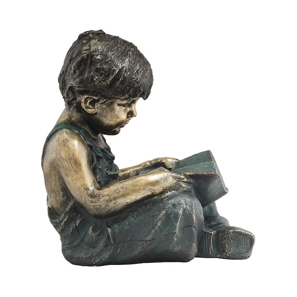 Alpine Corporation 16 in. Tall Indoor/Outdoor Girl Laying Down Reading Book  Statue Set Yard Art Decoration GXT268 - The Home Depot