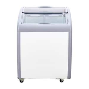 27 in. W 5.4 cu. ft. Freezer Commercial Ice Cream Display Case Manual Defrost Chest Freezer with Glass Top in White