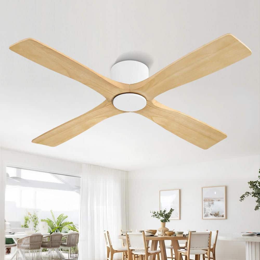 48 in. 4 Solidwood Naturalwood Blades Dc Motor Indoor Flush Mount Standard Ceiling Fan With Remote White price history on PriceWatchPro