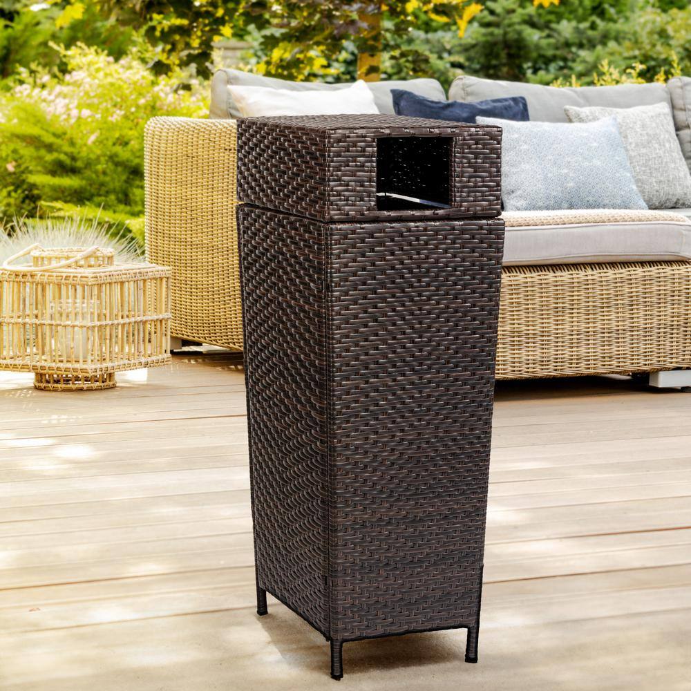 Keaton Brown 24.13-Gallon Wicker and Metal Outdoor Trash Can