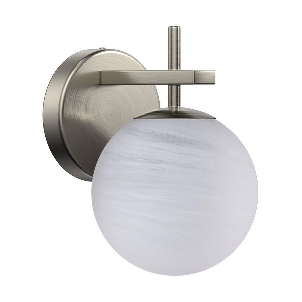 8.75 in. 1 Light Dimmable Nickel Metal Indoor Wall Sconce With Round Shape Cloud Glass Shade price history on PriceWatchPro