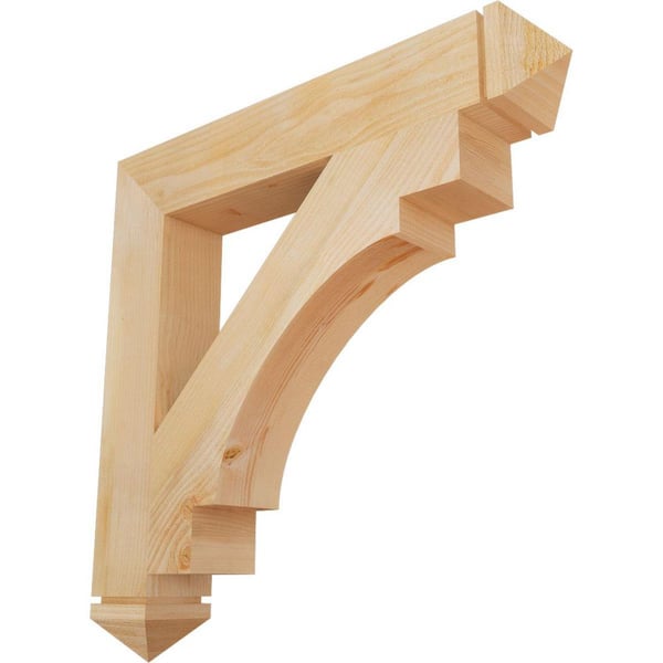 Ekena Millwork 6 in. x 38 in. x 38 in. Douglas Fir Merced Arts and Crafts Rough Sawn Bracket