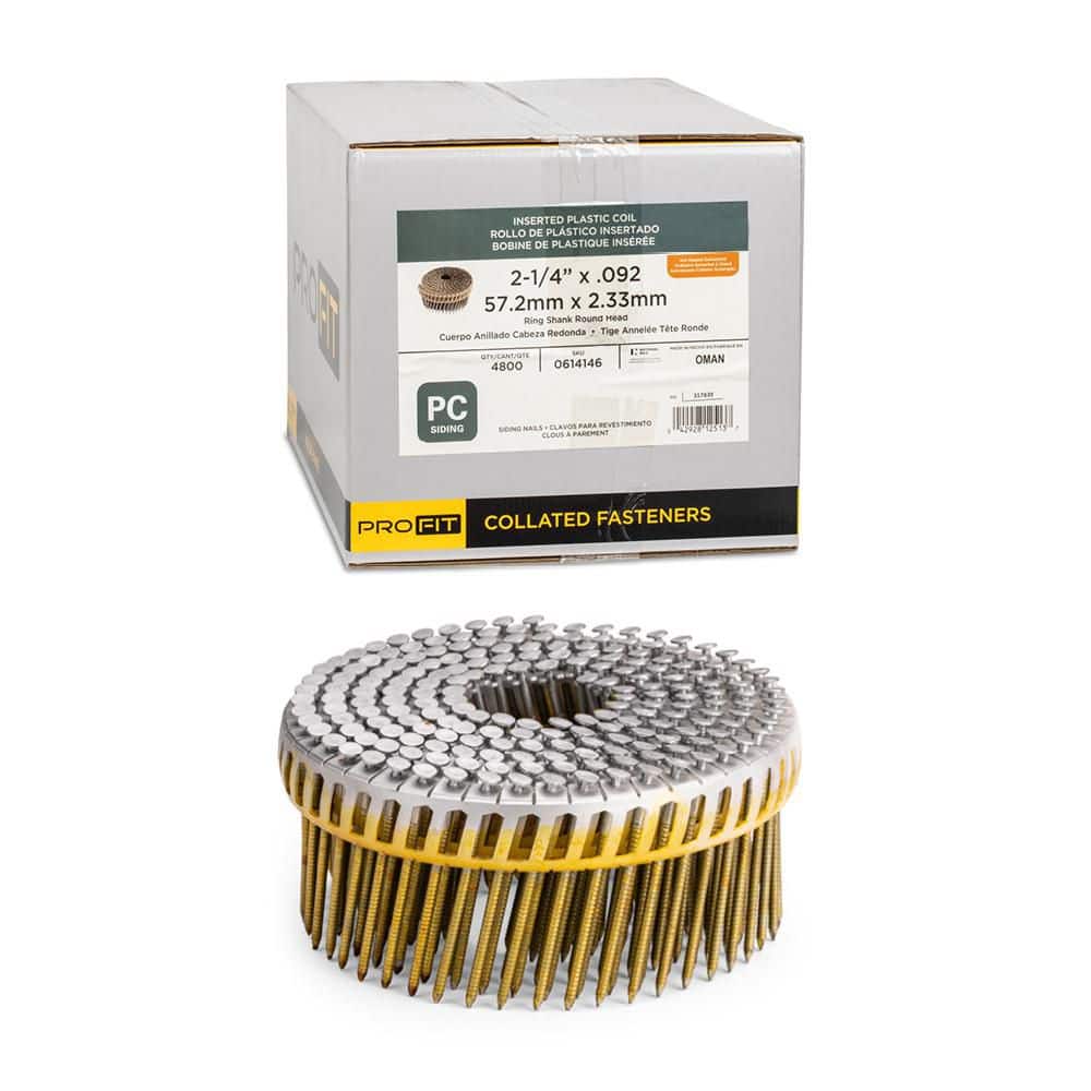 2-1/4 in x. 092 15° Hot Dipped Galvanized Ring Shank Plastic Coiled Siding Nails (4800 Per Box) price history on PriceWatchPro