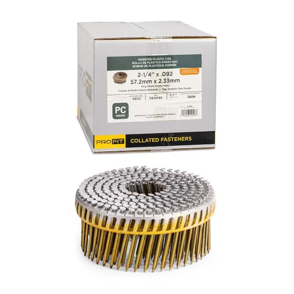 2-1/4 in x. 092 15° Hot Dipped Galvanized Ring Shank Plastic Coiled Siding Nails (4800 Per Box)