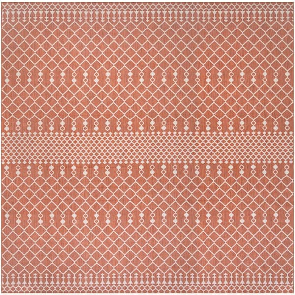 Positano Terracotta 12 ft. x 12 ft. Moroccan Contemporary Square Area Rug