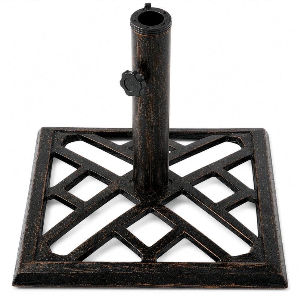 cast iron patio umbrella holder Sunnydaze Base for Outdoor Market Umbrellas, Green whether centrally placed over a dining set Patio Umbrella Stand - White