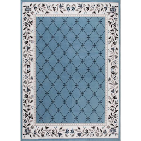 Premium Blue/Ivory 5 ft. x 7 ft. Indoor Area Rug