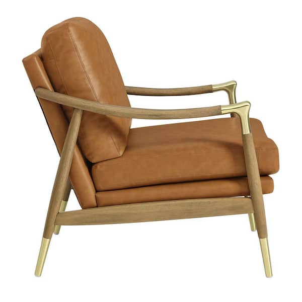 Langford Vegan Leather Accent Armchair in Tan Walnut
