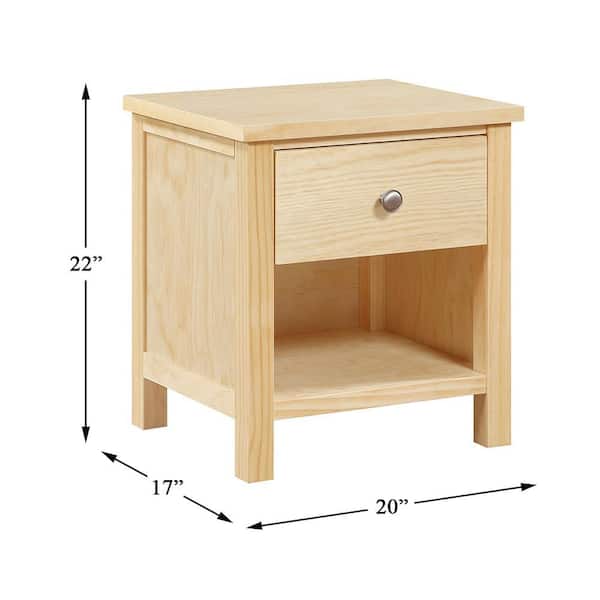 Lazzara Spaced Natural Pine 1-Drawer 20 in. Nightstand B2043-4D1