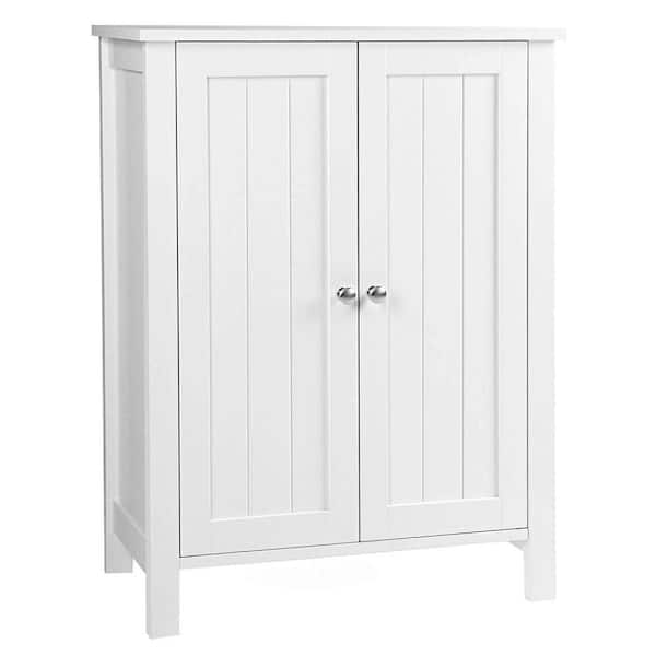 Unbranded 23.6 in. W x 11.8 in. D x 31.5 in. H White Freestanding Bathroom Linen Cabinet with Adjustable Shelf and Double Door