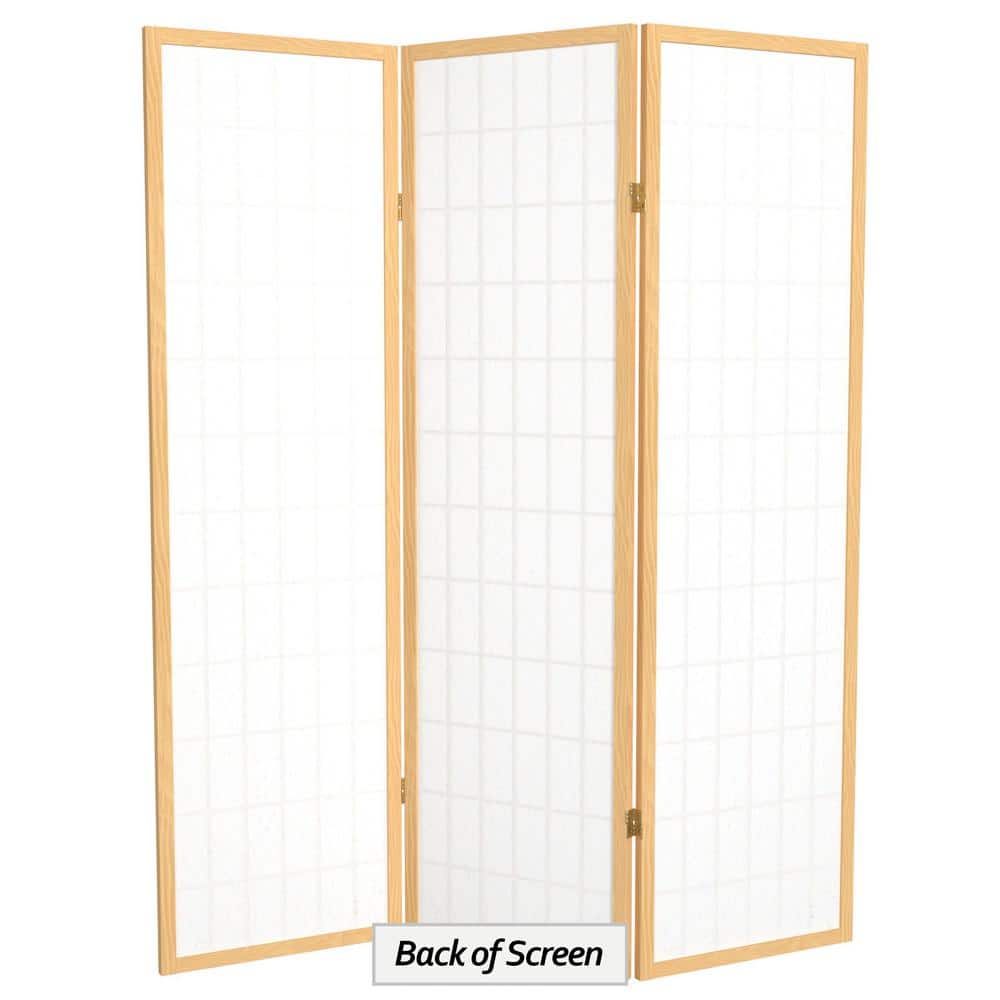 Natural 5 Ft Tall 3-Panel Shoji Screen Room Divider