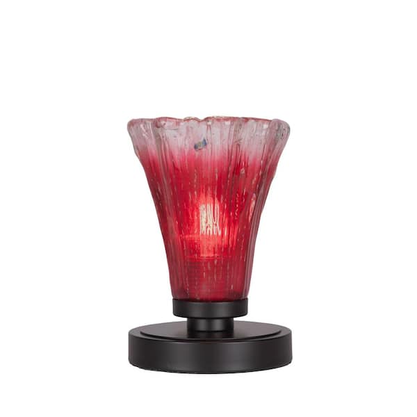 Unbranded Quincy 8 in. Matte Black Accent Lamp with Glass Shade