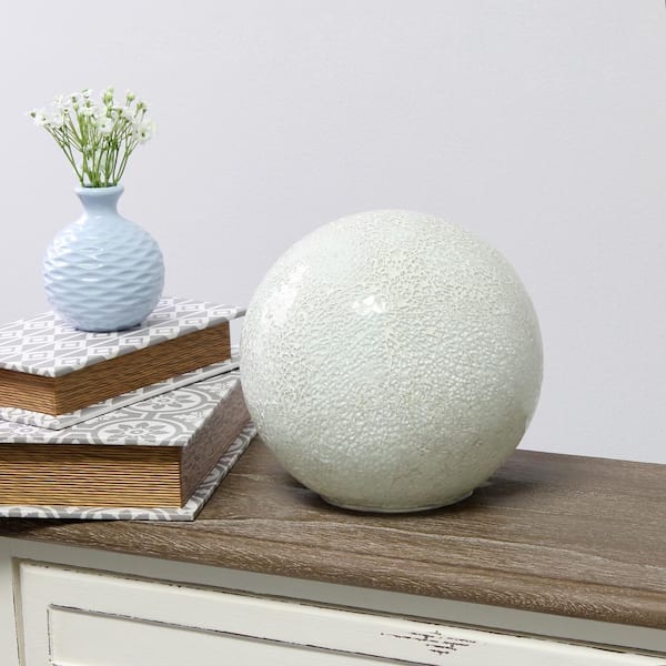 Simple Designs 7.75 in. 1-Light White Mosaic Stone Ball Table Lamp