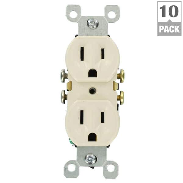 Leviton 15 Amp Residential Grade Grounding Duplex Outlet, Light Almond (10-Pack) Leviton 15 Amp Residential Grade Grounding Duplex Outlet, Light Almond (10-Pack)