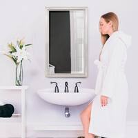 16 in. W x 26 in. H x 5 in. D Classic Framed Single Door Recessed Bathroom Medicine Cabinet in Brush Nickel and Chrome