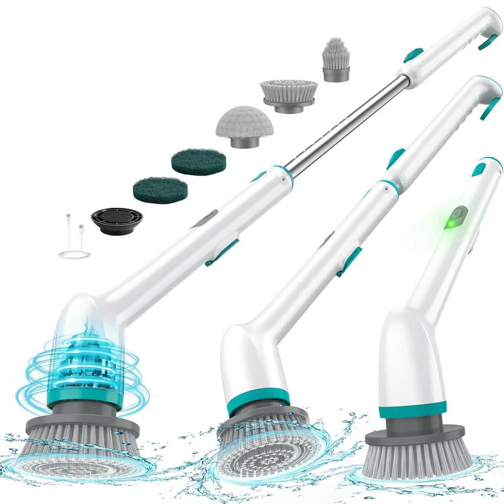 Electric Spin Scrubber Scrub Brush Waterproof Bathroom Cleaner with Long Ha