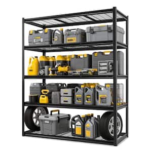 5-Tiers Heavy Duty Steel Adjustable Garage Storage Shelving Unit in Black (60 in. W x 72 in. H x 23.6 in. D)