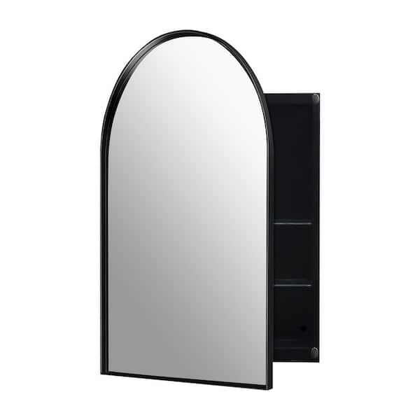 24 in. W x 36 in. H Arched Metal Medicine Cabinet with Mirror