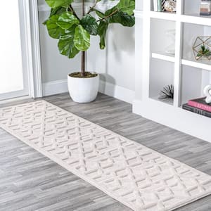 Talaia Neutral Ivory 2 ft. x 8 ft. Geometric Indoor/Outdoor Area Rug