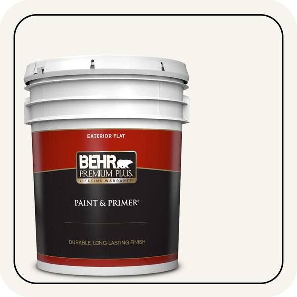 BEHR PREMIUM PLUS 5 gal. #PWN-10 Decorator White Flat Exterior Paint & Primer