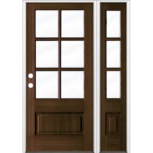 36 in. x 80 in. 3/4 6-Lite with Beveled Glass Right Hand Black Stain Douglas Fir Prehung Front Door Right Sidelite